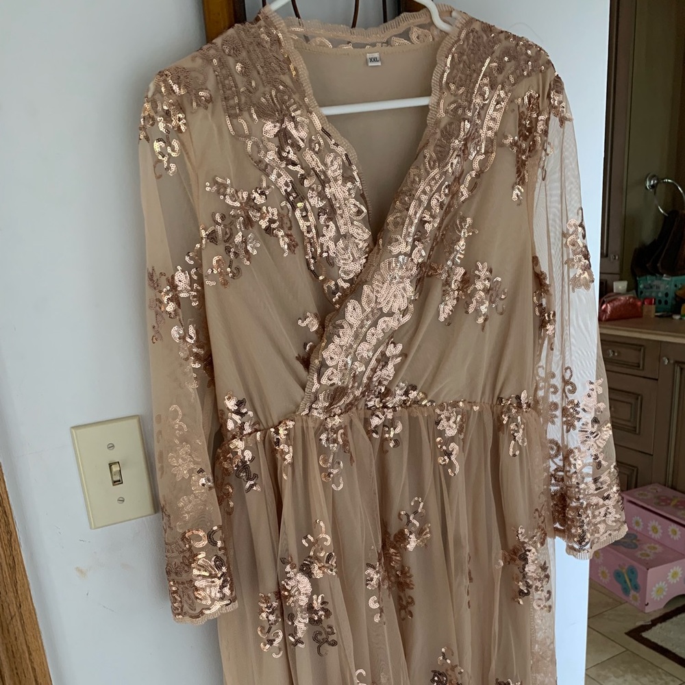 Beautiful nude dress with gold accents